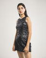 Top Sin Mangas Foil,NEGRO